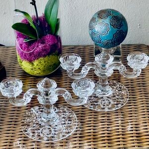 Pair of Depression Glass Candleholders